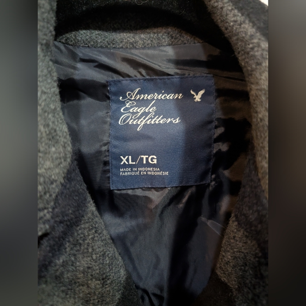 American Eagle Y2K Moto Jacket Zip Plaid Blue - Picture 3 of 7